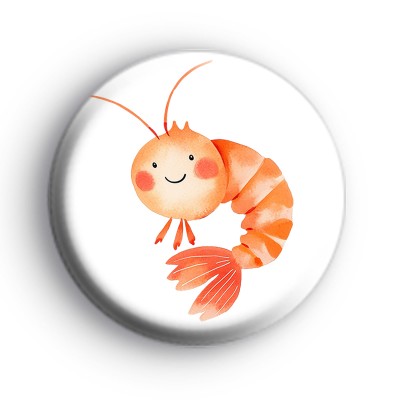 Cute Pink Prawn Button Badge