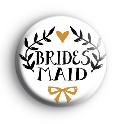 Pretty Black and Gold Bridesmaid Badge