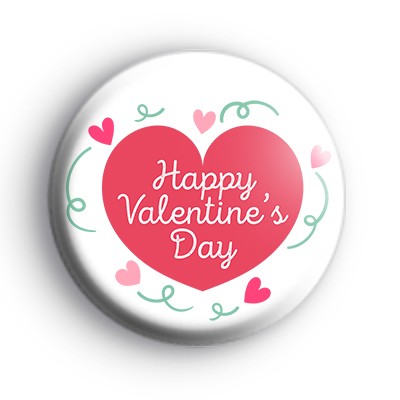 Pretty Pink Happy Valentines Day Badge