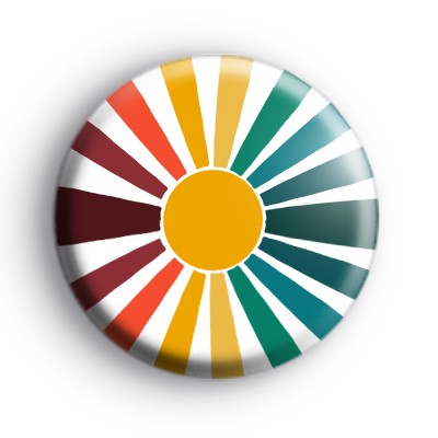 Colourful Rainbow Rising Sun Badge