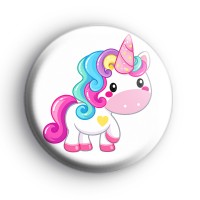Cute Rainbow Unicorn Button Badge