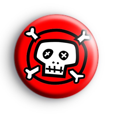 Cool Red and White Skull Badge