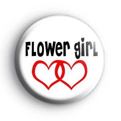 Red Love Heart Flower Girl Badge