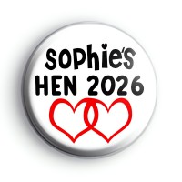 Red Love Hearts Hen Party Badges