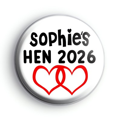 Red Love Hearts Hen Party Badges