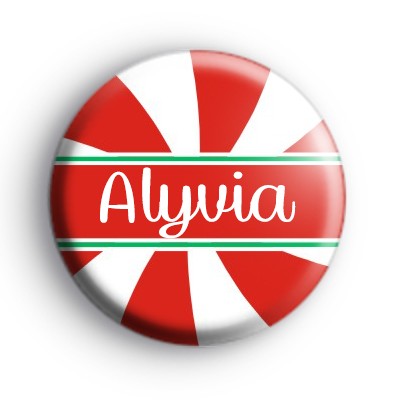 Custom Candy Cane Name Red and White Badge