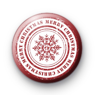 Red and White Snowflake Merry Christmas Badge