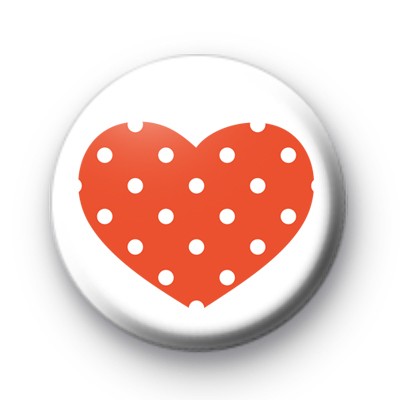Red and White Polka Dot Heart badge