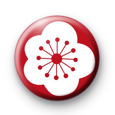 Red and White Poppy Flower Pin Badge