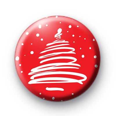 Cute Red and White Xmas Tree Badge