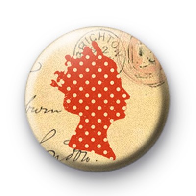 Red Dotty Queen Button Badge