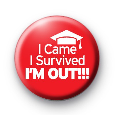 Red I Survived School Button Badge