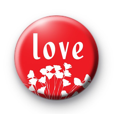 Red Love and Flowers Button Badges