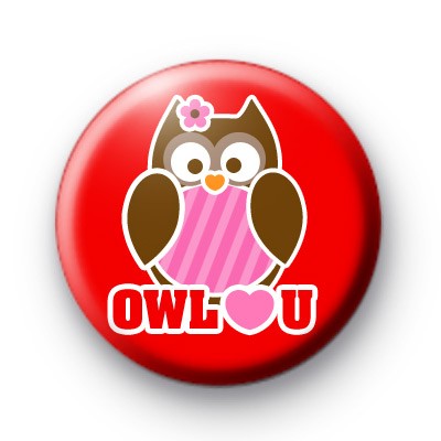 Valentines Owl Love You Button Badge