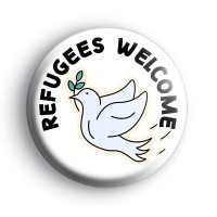 Refugees Welcome Peace Dove Badge