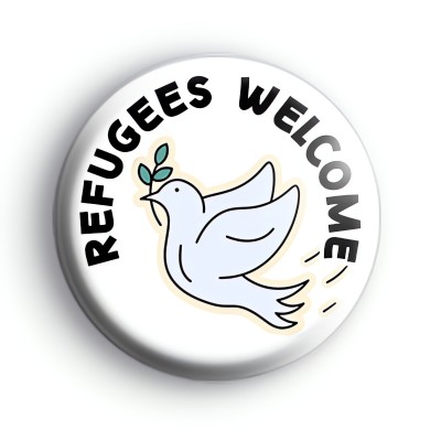Refugees Welcome Peace Dove Badge