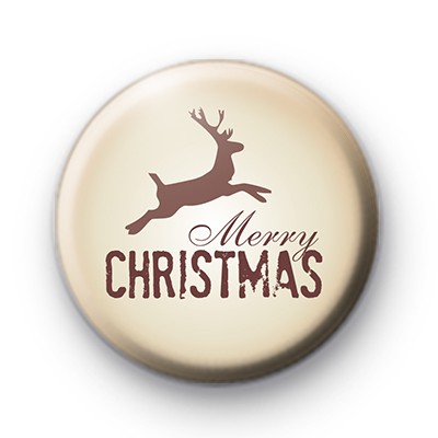 Merry Christmas Brown Reindeer Badge