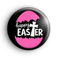 Pink Religious Happy Easter Badge