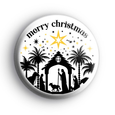 Religious Scene Merry Christmas Badge