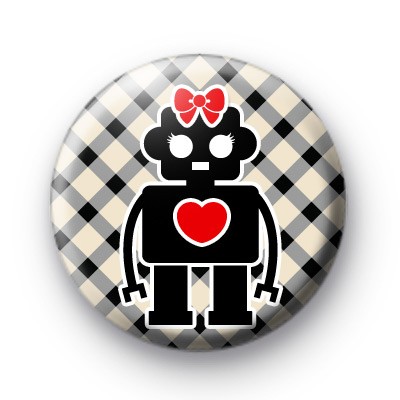 Robot Cute Love Heart Badges