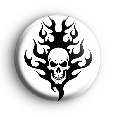 Skull And Black Flames Badge