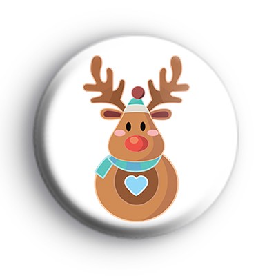 Round Reindeer Christmas Badge
