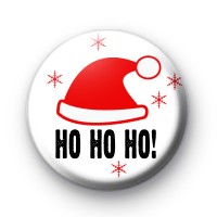 Santa Red Hat HO HO HO Badge