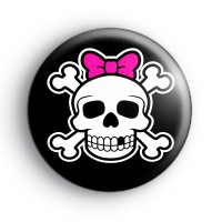 Skull Pink Bow Badges