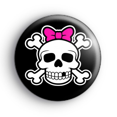 Skull Pink Bow Badges