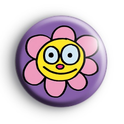 Happy Smiley Face Flower Badge