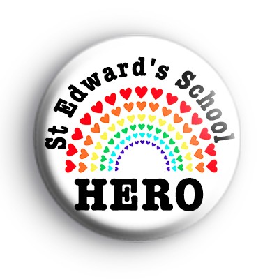 Personalised Rainbow Love Heart Hero Badge