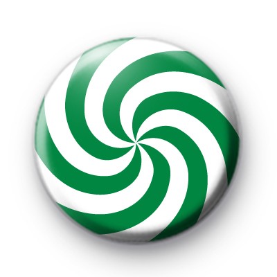 Swirly Green and White Candy Cane Badge