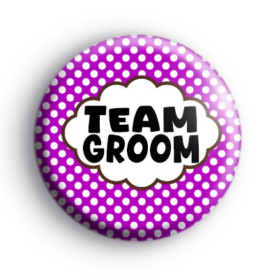 Purple Polka Dot Team Groom Badges