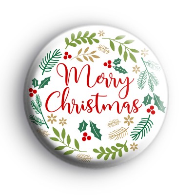 Pretty Traditional Berry Merry Christmas Badge