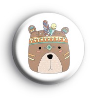 Tribal Pattern Brown Bear Face Badge