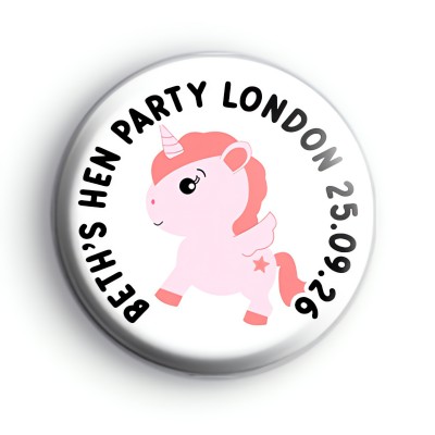Pink Unicorn Hen Party Badge