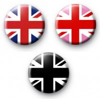 Set of 3 Union Jack Themed Button Badges