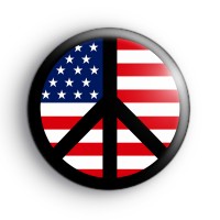 USA Flag Peace Badge Button Badges