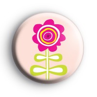 Vibrant Trendy Pink Flower Badge