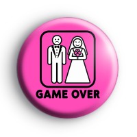 Game Over Pink Wedding Badge