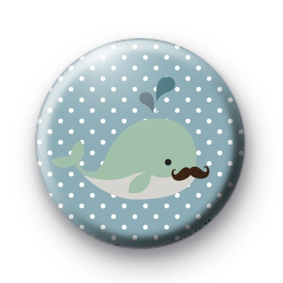 Cute Whale Moustache Badge