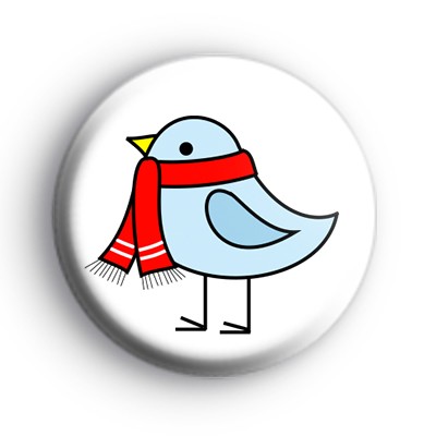 Winter Christmas Blue Bird Badge