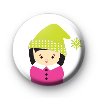 Winter Girl Button Badges