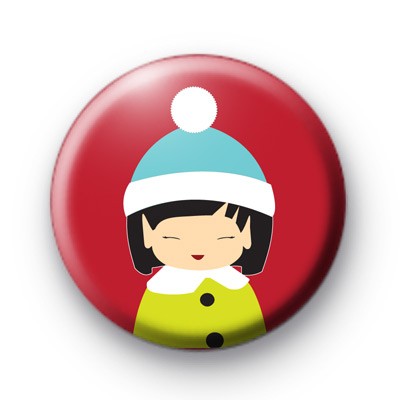 Cute Festive Winter Girl Badge