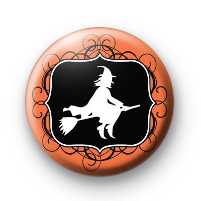 Witch on a Broomstick Orange Badge