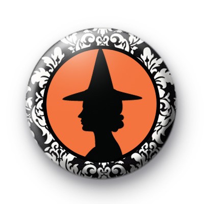 Black and Orange Witch Badge