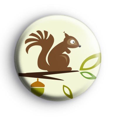 Brown Woodland Squirrel Button Badge