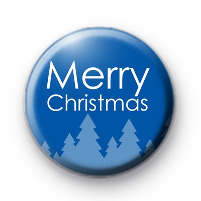 Merry Christmas Blue Xmas Trees Badge