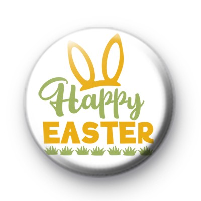 Yellow Bunny Ears Happy Easter Badge