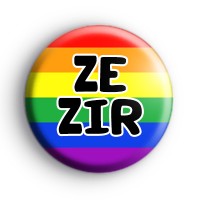 Ze Zir Pronouns Rainbow Badge
